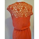 Guess  Dress Women 2 Coral Orange Lacey Chiffon Short Sleeve Belted Lace Crochet Photo 5