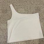 Aerie Cream and White Striped One-Shoulder Tank Top Photo 3