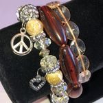 Lot of 3 Silver Tone Glass Beads Plastic Beaded Stretchy Bracelets Photo 0