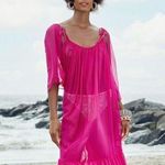 Women’s Suzy Black Pink 100% SILK MIDI Dress Large Pink Photo 1