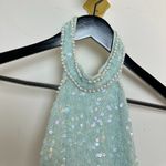 ASOS  DESIGN Halter Mini Dress With Embellished Butterfly Artwork in Blue US 6 Photo 4