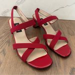 Like New Van Eli Block Heel Cross Strap Patent Leather Sandal Cherry Red 9.5B Size 9.5 Photo 0