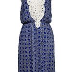Papillon Blue Boho Dress Size S Crochet Lace Front Sleeveless Midi Made In USA Photo 0