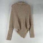 Ribbed Turtleneck‎ Dolman Long Sleeve Triangle Hem Poncho Sweater Tan Size L Photo 8