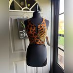 Oscar de la Renta Vintage 90s  leopard print jungle faux wrap one piece, size 8 Photo 2