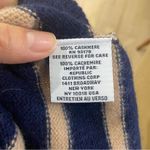 Magaschoni mock neck 100% cashmere stripe sweater in navy Photo 7