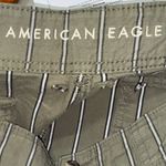 American Eagle  Pants Striped Olive Green Twill Wide Leg Striped High Waist Sz 16 Photo 3