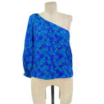 Veronica Beard Veronica Beard Lyric Floral-print One-shoulder Blouse In Blue Floral Size 6 Photo 2