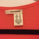 DKNY  Jeans Coral Striped Ruffle Blouse Size XL Photo 1