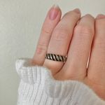 Silver Black Zebra Stripe Neutral Ring Band “Bindi” Twisted Masculine Grunge Jewelry Photo 12