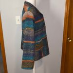 Trisha Tyler Knit Jacket Blue Orange Multi Striped Button Front‎ blazer Funky Size L Photo 1