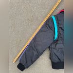 White Stag Vintage 80s  Black Puffer Ski Snowboard Jacket with Colorful Stripes M Photo 8