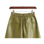 Cider NWT Faux Leather Wide Leg Shorts High Waist Pockets Soft PU L Olive #1723 Photo 6