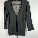 margaret o'leary Sz M grey cashmere & silk blend 3/4 sleeve Henley sweater Lace Photo 0