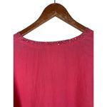 Eileen Fisher Women's XL Pink Coral Irish Linen V Neck Sequin Embellished Top Photo 5