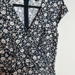 J.Crew  Mercantile Navy Blue White Floral Wrap V-Neck Ruffle Dress Photo 2