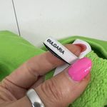 Ganni Size S / M Crew Neck Sweatshirt Oversized Fleece Embroidered Neon Green Photo 9