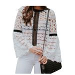 Chicwish White/Black Crochet eyelet Blouse Photo 4