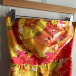J.Crew  100% Silk Floral Strapless Dress Yellow Pink Orange Watercolor Print 4 Photo 3