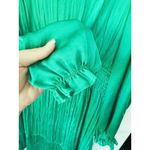 Estelle Emerald Green Shirred Long Sleeve Satin Pleated Dress 2X Holiday Event Photo 9
