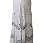 Sharagano  Classic White Cotton Sequined Maxi Skirt Photo 8