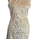 K TOO NEW Women's Gold Velvet Metallic Cheetah Print Bodycon Dress Sz L Holiday Size L Photo 0
