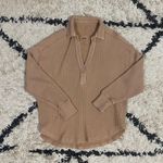 Aerie Brown Oversized Waffle Knit V-neck Sweater Photo 1