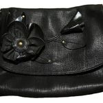 Moschino Black Leather shoulder bag with 3D Flower and ruffle accents Photo 0