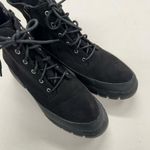 Merry Scott Black Lugg Sole Combat Lace Up Boots Fabric Womens 9 Photo 2