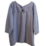 Talbots T By Women’s 2XP Petite Blue TWIST BACK DOT JACQUAR Knit Top 3/4 Sleeve Photo 4