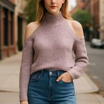 ASTR NWT the Label X Nordstrom Cold Shoulder Sweater LAVENDER Wool Blend Photo 0