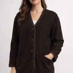London Fog Vintage Chocolate Brown Fleece Wool Jacket Womens Small Button Front Photo 0