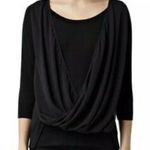 ALL SAINTS Taybar Sheer Cowl Knit Top Black Mixed Media 3/4 Sleeve M Photo 2