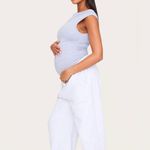 Pretty Little Thing  Maternity Marl Boat Neck Ruched Top Grey Medium NWT Photo 1