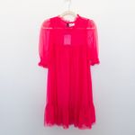 H&M  Collab All The Boys Dress Sz S‎ Hot Pink Sheer Mesh Ruffle Mini Y2K Coquette Photo 2