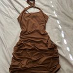 Brown Halter Mini Dress Photo 1