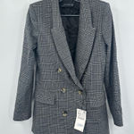 ZARA Woman NWT Double Breasted Gray Checkered Blazer Jacket Size XS Photo 0