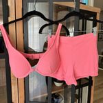 H&M  bikini set swimsuit shorts bra top underwire coral ribbed high rise barbie Photo 8