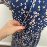 Max Studio  Dress Midi Butterfly Print Flutter Sleeve Tiered Ruffle Blue Pink Photo 5