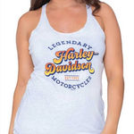 Harley Davidson Women’s Size S Muscle Tank Top Light Gray Wisconsin HD Biker Orange Photo 0