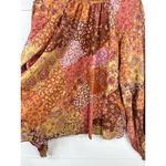 Aura Floral Paisley Patchwork Long Sleeve Peasant Blouse Size L Tie Back Photo 3