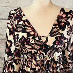 Abercrombie & Fitch Mini Dress V Front Strappy V Back Kimono Sleeves Floral-S Photo 1