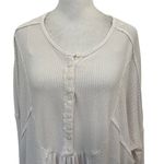 Free People  Relaxed Oversized Waffle Knit Henley Tunic Top White size Small Photo 1