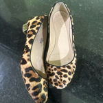 J.Crew  Leopard Print Flats Calf Hair gold heel runs a little big some wear GUC Photo 4