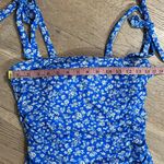 Tempt Me  Blue Floral Ruched One-Piece Swimsuit Tie Shoulder Adjustable Straps Photo 6