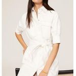 MARISSA WEBB White Denim Wide Belt Shirt Short Sleeve Mini Dress Size 8 Photo 0