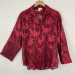 Victoria's Secret Vintage 80s Victoria Secret Red Pajama Set Small Sheer Metallic Floral Jacquard Photo 1