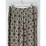 ZARA  Floral High Rise Pull On Crinkle Knit Casual Straight Leg Pants Sz Medium Photo 3
