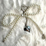White Bowknot Heart Sweet Charm Pearl Bow Bag Charm Fashion Charm Photo 0