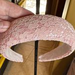 Pink Floral Lace Padded Headband Faux Suede Lined One Size Photo 0